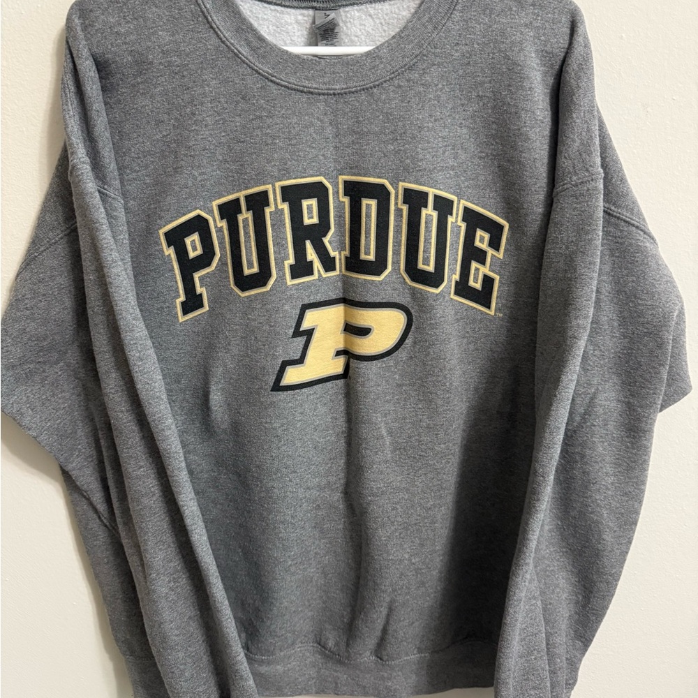 Gildan Gray Crewneck Sweater Classic Style Purdue
